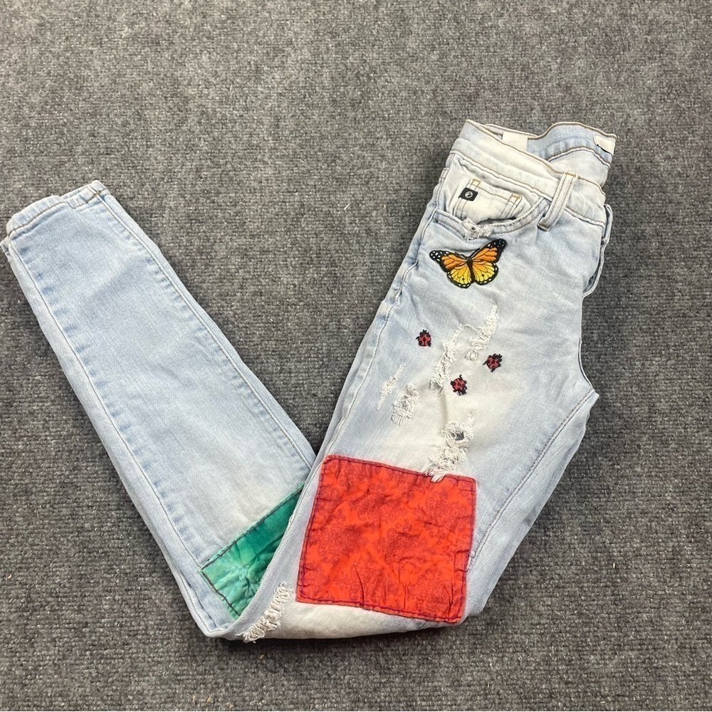 KANCAN Women’s Distressed Patchwork Skinny Jeans Mid-Rise size: 24